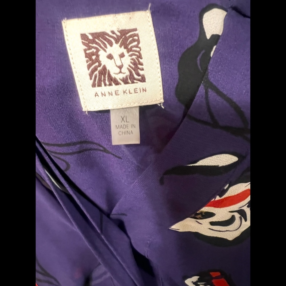 Anne Klein Purple 3/4 Sleeve Graphic Blouse - Picture 5 of 5